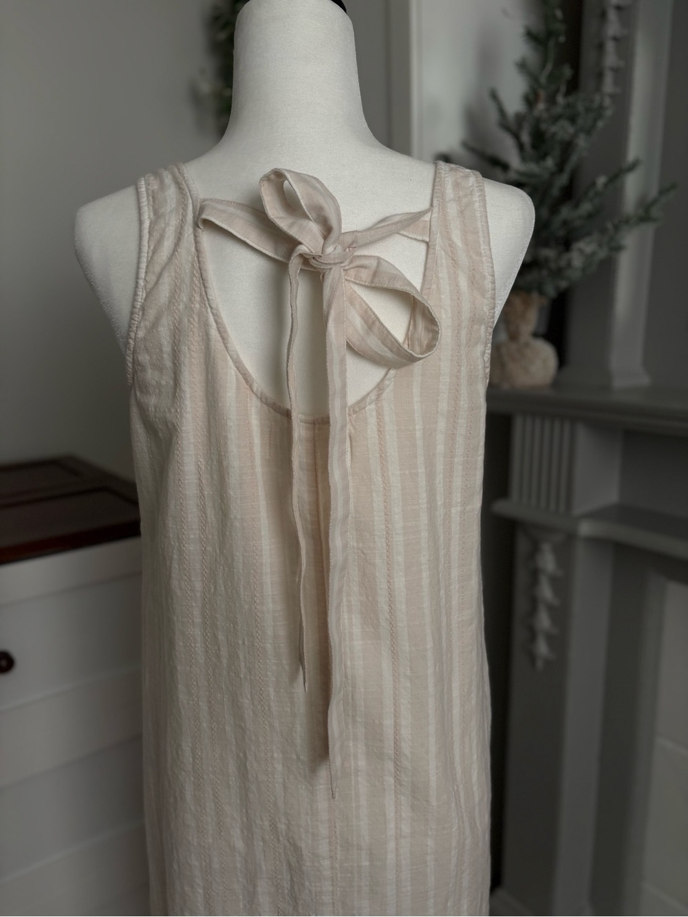 Anthropologie Cloth & Stone Cream Striped Sleeveless Dress - Picture 4 of 14